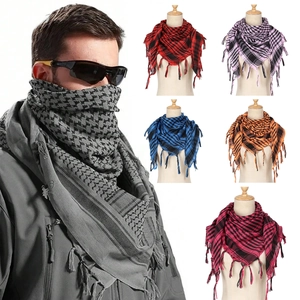 Houndstooth Tactical Scarf For Men Women Arab Shemagh Keffiyeh Bandana With Tassels Polyester Desert Square Scarf Outdoor Wrap