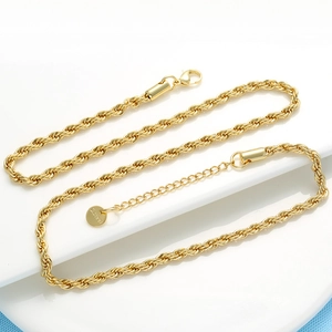 Stainless Steel Rope Chain Necklace Minimalist Twisted Link Tarnish Resistant DIY Jewelry Accessory For Men Women