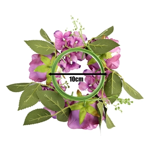 Artificial rose candle ring wreath with 10cm inner diameter for festive table decor