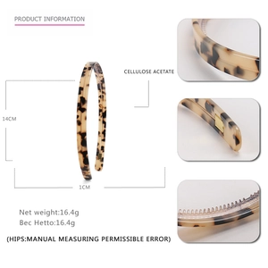 1cm narrow tortoiseshell cellulose acetate headband product dimensions and details