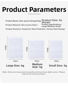 Size specifications for non-woven drawstring storage bags and dustproof shoe covers