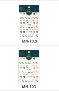 Detailoverzicht van 5D strikje nagelstickers in MN-102F en MN-103 variaties