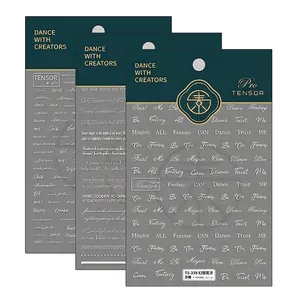3D embossed nail art stickers set TS-339 featuring elegant English typography and phrases