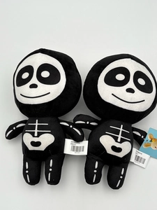 Close-up of 8-inch Halloween skeleton plush toy showing soft fabric and bone details