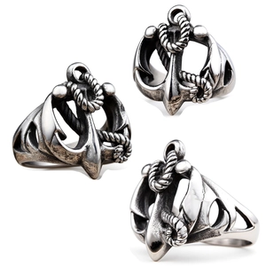 Vintage Nautical Anchor Ring Stainless Steel Rope Design Retro Silver Color Unisex Fashion Statement Jewelry Accessories