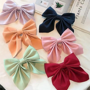 Oversized Bow Hair Clip Satin Fabric Alligator Duckbill Clip Japanese JK Style Sweet Hair Accessory For Women Girls