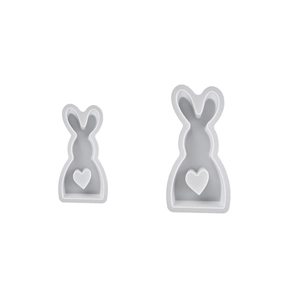 Ensemble de moules en silicone lapin de Pâques avec cœur pour bougies et résine DIY