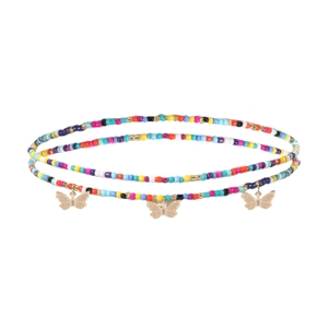 Détail de chaînes de taille à perles colorées multicouches avec pendentifs papillon