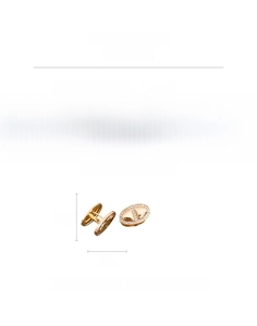 Detail view of rose gold oval link earrings with cubic zirconia and size specifications