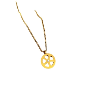 Minimalist gold titanium steel clover necklace with a sparkling clear crystal pendant