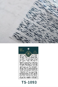 Macro detail of TS-1093 Japanese 5D embossed tiger stripe nail art stickers with matte texture