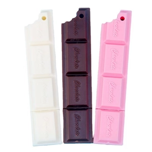 Creative chocolate shaped ballpoint pens in white, dark brown, and pink with bite marks