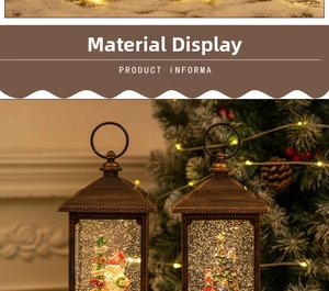 Detail of vintage bronze Christmas snow globe lantern with snowman and festive glitter scene