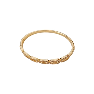 Golden oval link bracelet with sparkling cubic zirconia pavé and polished sleek finish