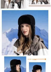 Detailaufnahme der schwarzen Wintermütze mit dickem Fleecefutter und Ohrenklappen