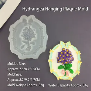 Moule détaillé en silicone d'hydrangée pour pendentifs d'arôme de voiture et savon