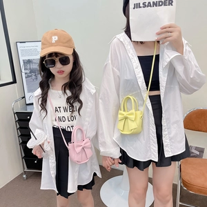 Mini bow crossbody bag in pink and yellow PU leather for kids and women