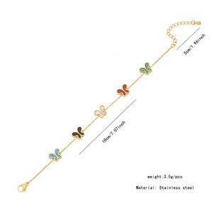 Détails des dimensions et du matériau du bracelet papillon coloré en acier inoxydable