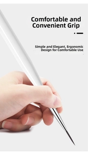Close-up of white ergonomic nail art liner brush with ultra-fine bristles for precision drawing