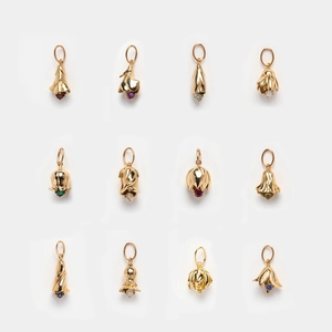 18K gold plated flower necklace set with colorful monthly birthstones in assorted designs