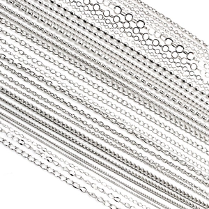 Polished silver stainless steel jewelry chains in various links for DIY necklaces