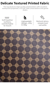 Macro detail of waterproof brown floral printed leather with lightweight texture