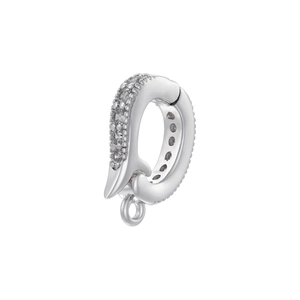 Macro detail of silver plated pendant connector buckle set with sparkling zircon stones