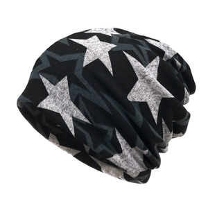 Star Print Slouchy Beanie Hat Pullover Cap Soft Warm Polyester Knit Neck Warmer For Men And Women
