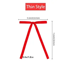 Detailed size chart showing 13x18cm red velvet Christmas bow with 1cm ribbon width