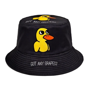 Cappello Da Pescatore Cartone Animato Anatra Poliestere Protezione Solare Streetwear Con Ricamo Per Adulti