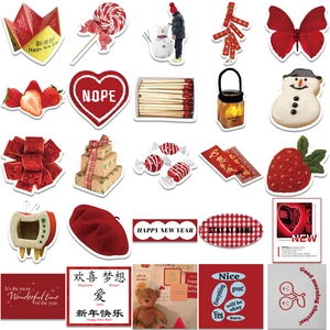 50pcs Red Chinese New Year stickers for scrapbooking, phones, and festive home decoration