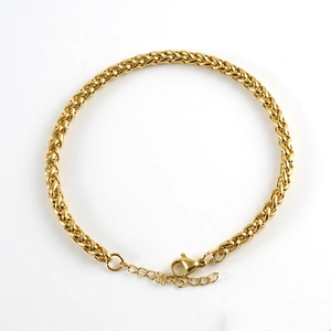 Bracciale a catena in acciaio inossidabile dorato vintage con chiusura a moschettone