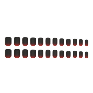 24pcs matte black and red gradient press-on nails with short square oval shape design