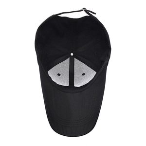 Classic black cotton baseball cap with adjustable metal buckle and long curved brim