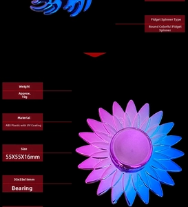 Blue-purple gradient flower hand spinner dimensions 55x55x16mm with 695 silent bearing