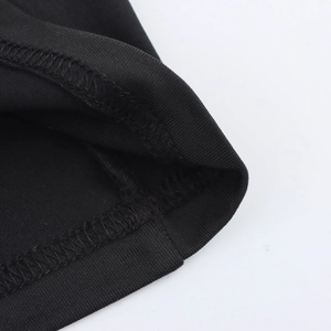 Women's black casual round neck T-shirt featuring premium organza tie-up detailing