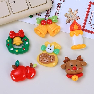DIY Christmas resin charms set with bells, reindeer, and gifts for craft decoration