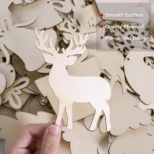 Handheld reindeer wood cutout with smooth surface and pre-drilled hole for DIY crafts