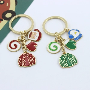 Lot de porte-clés de Noël en alliage de zinc avec charms Père Noël et bonhomme de neige
