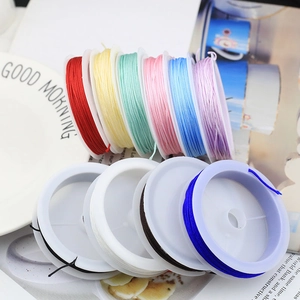 Macro shot of colorful woven cords rolls for DIY jewelry making on white ceramic background