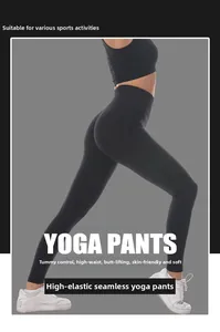 Detailed side view of high-waisted seamless yoga pants with butt-lifting and tummy control effect