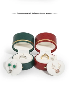 Litchi pattern PU leather jewelry box set in emerald green and burgundy with silk lining