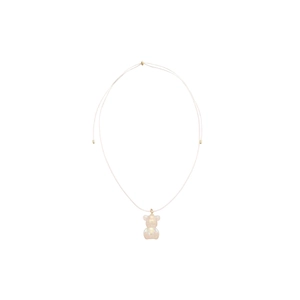 Iridescent resin bear pendant necklace with adjustable cord for women's jewelry set