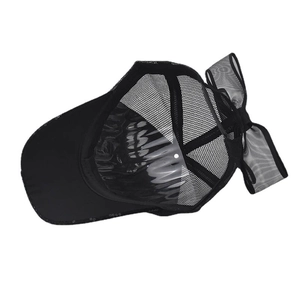 Chapeau de soleil en maille noire pour femme avec grand nœud et bord en paillettes