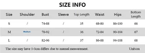 Tableau des tailles détaillé pour l'ensemble crop top à pois et jupe asymétrique