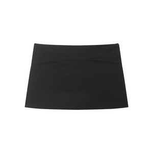 Minimalist black solid color skort shown in high-quality overhead flat lay on white background