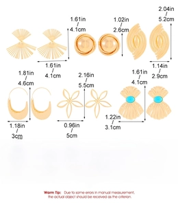 Detailed size guide showing dimensions for various vintage style metal earrings