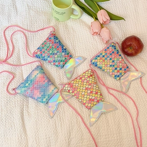 Sac À Bandoulière Queue De Sirène Enfants Paillettes Cuir PU Mini Mignon Dessin Animé Pailleté Pochette Pour Filles Mode