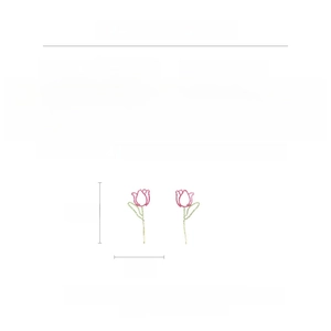 Detailed spec chart of pink tulip earrings with alloy crystal material and size info