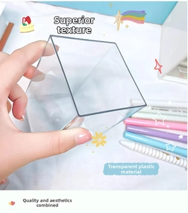 Transparent plastic desk organizer being held, showing clear acrylic finish and texture